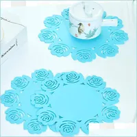 Mats Pads Sile Rose Flower Kitchen Dining Table Decortion Heat Insation Resistant Mat Pad Cup Holder Placemat Drop Delivery 2021 Hom Dhmfu