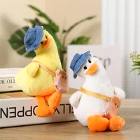 INS cute crooked ducklings plush toy keychains cartoon yellow duck backpack bag hanging ornaments