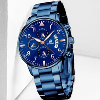 Wristwatches 2022 Watch Men Quartz Mens Watches Top Man Blue Stainless Steel Relogio Masculino Waterproof