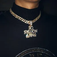 Iced Out Full Cubic 30 Billion Gang Pendant With 13mm Miami Cuban Chain Choker Fashion Hip Hop Jewelry Gift Necklaces2985