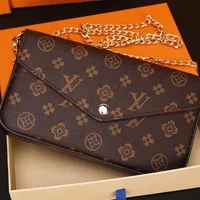 Luxurys Designers Bag 3pcs set accessories womens Crossbody bags Leather Messenger Handbag purses Flowers shoulder Bags lady chain Wallets with box M61276