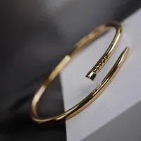 V gold charm thick nail punk women bracelet in three colors plated luxury quality for wedding jewelry gift have velet bag stamp PS248V