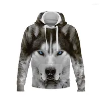 Men&#039;s Hoodies Wolf 3D Printed Hooded Sweatshirt Men Women Fall Winter Luminous Design Oversized Street Fashion Menswear