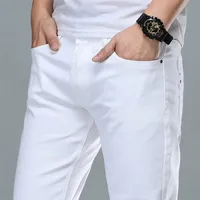 Męskie dżinsy białe dżinsowe spodnie Mężczyźni workowate Slim Fit Pants klasyczne Jean Homme Spijkerbroeken Heren Biker Wysokiej jakości miękka moda 220928