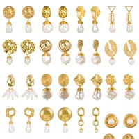 Dangle Chandelier Freshwater Pearl Earrings Pendant Gold Plated Irregar Matte Shell Minimalist Drop Earring For Women Christmas Gift Dhwre