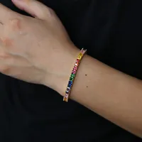 2019 New Chic Deisgn Rainbow Tennis Bracelet Colorful Zircon Chain Bangle Simple Fashion Bangles Jewelry For Women Ladies Gifts284h
