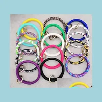 Nyckelringar Armband Keychains Bangle O Key Ring Pu Leather Sunflower Serape Leopard Print Wristlet Loop Drop Delivery 2021 Fashion ACC DHW1Y