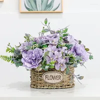 Decorative Flowers 1PC Artificial Rose Bouquet Peony Silk Centerpieces Pink Hydrangea Fake Table Home Wedding Decoration