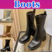 Designer Boots Women Betty Boot Paris Rain Boot Cloe Rubber Rainboots Luxe knie half enkel laarsjes hoge dikke hakken dames loe nomad tan mode sneakers