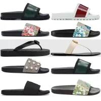Summer Slippers Women Mens Designers Slides Flats Bottom Flop Flip Scuffs Beach Shoes Sandals Floral Brocade Casual Fashion EfC