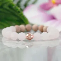 MG1072 Rose Quartz Woodbead Jewelry New Design Healing Crystals Bracelet for Love Crown Heart Chakra Wrist Mala Bracelet292k
