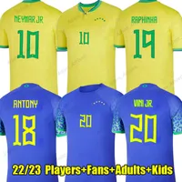Camisa Brasil 2022 Jerseys de fútbol de Neymar Kit de niños brasileños Richarlison Vini Jr. Antony Raphinha L.Paqueta G.Jesus Casemiro Copa Mundial Camisetas de fútbol Versión del jugador