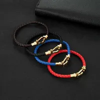 Steel Titanium Bracelet Four Color Braided Horseshoe Buckle Gold Plated Bracelet Stainless Steel U-shaped for Lovers270P