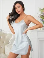 Женская атласная ночная рубашка с регулируемыми ремнями пижамы платье