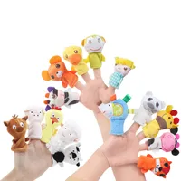 5 Pcs Cartoon Animal Finger Puppets Soft Short plush Stuffers Dolls Props Toys for Kids Toddlers Educational Story Time Games