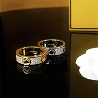 Gold Ring Luxury Designer Womens Diamond Rings Fashion Letter Band Rings Women Original Design Top Quality Love Ring Engagement Je223g