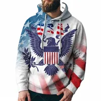 men's Hoodies & Sweatshirts 2021spring And Autumn Leisure Fashion Sweater American Flag Eagle Digital Printed Street Hip Hop Hoodie S5f5#