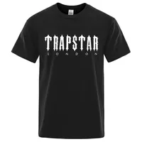 Trapstar London Letter Printed Men Shirts дышащие негабаритные короткие рукавы.