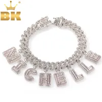 The Bling King Hiphop DIY d￩claration 12 mm S-Link Miami Collier Collier Baguette Letter Pendre Jewelry enti￨rement propre Y20177N