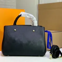 Große Handtasche Einkaufstasche Echtes echtes Leder hochwertige Handtaschen Stickerei Brief Abnehmbares langes Schultergurt Interne Doppelfach