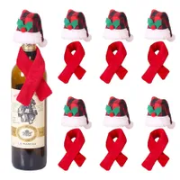 Wine Bottle Scarf Hat Set Christmas Creative Ornament Scarf Hats Two-piece Suit Hotel Restaurant Layout Christmas Decorations RRE14578