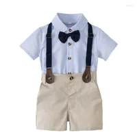 Комплекты одежды для мальчиков летний костюм для мальчика хлопчатобумажной рубашки с коротким рукавом 2 шт.