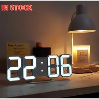 S Nordic 3D Wall Luminous Table LED Night Light Alarm Digital Clock Time Date Display Display Modern Office Home Decor 0927