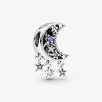 100% 925 Sterling Silber Stars und Crescent Moon Charms Fit Pandora Original European Charm Bracelet Mode Frauen Hochzeit engagem223i