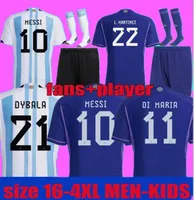 مشجعو لاعب الإصدار 2022 2023 أرغنتينا كرة القدم قمصان 23 23 Messis Mac Allister Dybala di Maria Martinez de Paul Maradona Kit Kit Kit Men Women Football Shirt