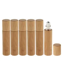 Rol op fles 10 ml essenti￫le oliefles bamboeschaal helder glas binnen met roestvrijstalen roller bal reisparfums flessen container