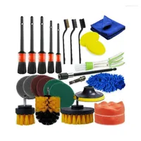 Car Washer 26pcs Auto Brush Kit All Purpose Cleaner For Leather Seat Door Bumper Vent L41A