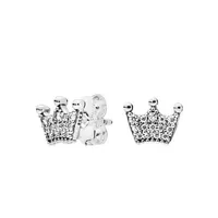 NEW Fashion CZ Diamond Stud Earrings for Pandora 925 Sterling Silver Magic crown Earring Original Gift Box set for Women Girls202p
