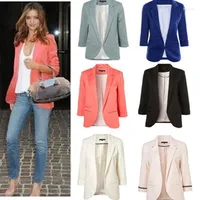 Women's Suits Slimming Women's Suit Candy-colored Three-quarter Sleeve Elegant Office Lady Blazer Women Coats Multi Colors Chaquetas For