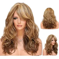 Popular beautiful 60cm Women's Heat Hair Blonde Long Curly Full Wig