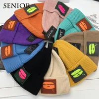 Berets Korean Fashion Autumn Winter Warm Knitting Hats For Women Orange Green Auburn Purple Black Girls Hat Ear Protection Beanies