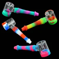 Oil rigs Spoon pipes Hand pipe with water Silicone bongs glass bong portable heat resistant256E