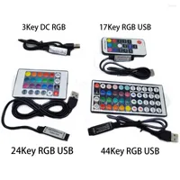 Controllers DC 5V USB LED RGB Controller Mini 3Keys Dimmer 24Key 44key IR Remoter 17Keys RF Wireless Control For Strip