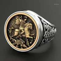 Herrring Vintage Punk Rock Head Rings for Men Hip Hop Gold Color Lion Finger Ring Luxury Knight Jewelry12329