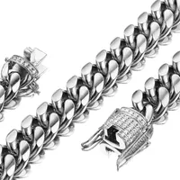 Chains Silver Color Men Cuban Link Chain White 14mm Wide Stainless Steel Curb Necklace Or Bracelet With Diamond Choker 7 5-30&quot330f