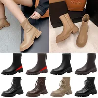 Thick-soled Martin boots women new soft leather thick heel autumn and winter women's shoes short boot single boott middle heels elastic thin boots water proof 1460s