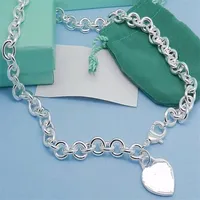 2019 newest arrival silver 925 Thick silver chain heart Pendant Necklaces cheap Charms size with box and dastbag235G