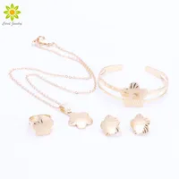 Baby Girls Jewelry Sets Children Gifts Gold Plated Kids Jewelry Set Flower Pendant Necklace Earrings Bangle Ring241M