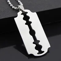 5pcs Stainless Steel Razor Blades Pendant Necklaces Men Steel Male Shaver Shape Necklace geometric Wife gift229a