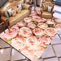 카펫 3D 프린팅 카펫 로즈 로즈 플라워 깔개 멀티 컬러 핑크 레드 웨딩 안티 슬립 거실 대형 소녀 매트 홈