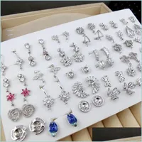 Stud Pearl Stud Earrings Settings 925 Sier Earring Shiny Diy For Women Zircon Gift 36 Pair/Lot Drop Delivery 2021 Jewelry Jiaminstore Dhzsn