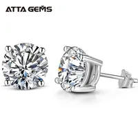ATTAGEMS 2 Carat 8 0mm D Color Stud Earrings For Women Top Quality 100% 925 Sterling Silver Sparkling Wedding Jewelry 220210179q
