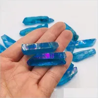 Искусство и ремесла 6pcs Arts and Crafts Crafts Отбросьте натуральные голубые титановые кристаллы Quartz Crystusts Gemstone Point Cystally Crystall