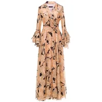 Летние женщины романтическое цветочное великолепное шифоновое платье Элегантное женское длинное классные светские оборки макси -платья