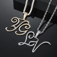 Aangepaste naam Cursive Letters hanger ketting goud zilveren charme mannen dames mode hiphop rock sieraden met touw chain317x