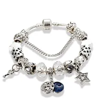 Fashion Charm Bead Bracelet for Pandora Jewelry Silver Star Moon Pendant Beaded Lady Bracelet with Original Box Birthday Gift303G